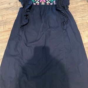 Navy Blue girls crewcuts dress with colorful floral embroidery. Size 10